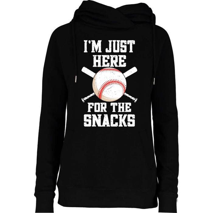 I'm Just Here For The Snacks Vintage Baseball Womens Funnel Neck Pullover Hood