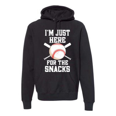 I'm Just Here For The Snacks Vintage Baseball Premium Hoodie