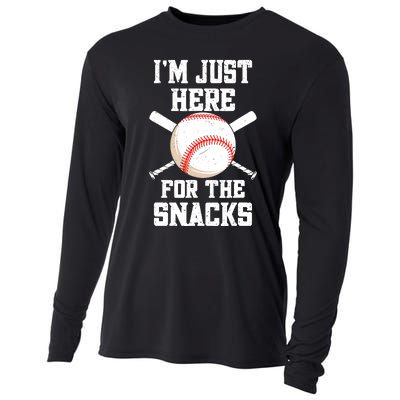 I'm Just Here For The Snacks Vintage Baseball Cooling Performance Long Sleeve Crew