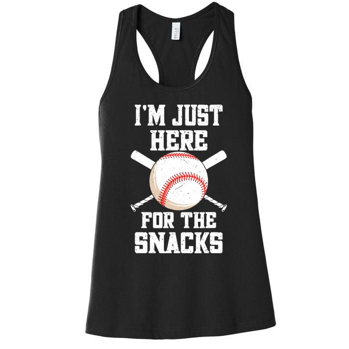 I'm Just Here For The Snacks Vintage Baseball Women's Racerback Tank