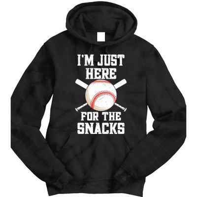 I'm Just Here For The Snacks Vintage Baseball Tie Dye Hoodie