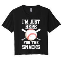 I'm Just Here For The Snacks Vintage Baseball Women's Crop Top Tee