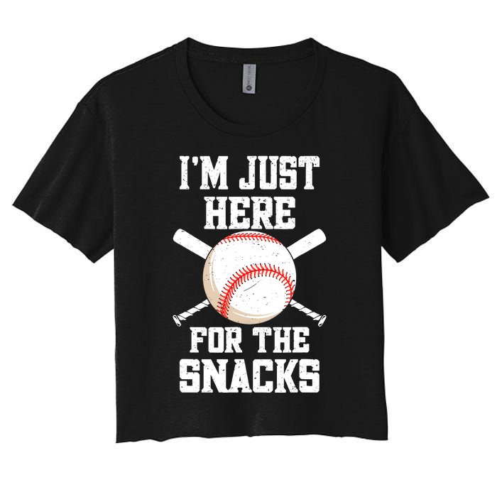 I'm Just Here For The Snacks Vintage Baseball Women's Crop Top Tee