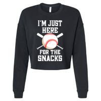 I'm Just Here For The Snacks Vintage Baseball Cropped Pullover Crew