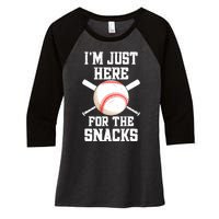 I'm Just Here For The Snacks Vintage Baseball Women's Tri-Blend 3/4-Sleeve Raglan Shirt