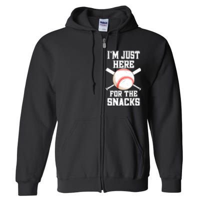 I'm Just Here For The Snacks Vintage Baseball Full Zip Hoodie