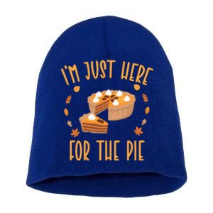 Im Just Here For The Pie Funny Thanksgiving Pumpkin Pie Gift Short Acrylic Beanie