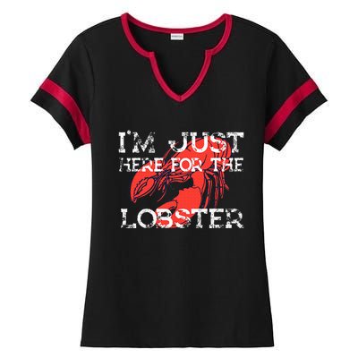 IM Just Here For The Lobster Funny Lobster Eating Seafood Ladies Halftime Notch Neck Tee