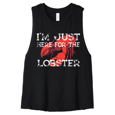 IM Just Here For The Lobster Funny Lobster Eating Seafood Women's Racerback Cropped Tank