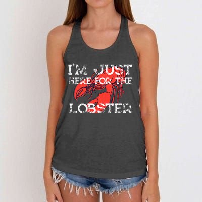 IM Just Here For The Lobster Funny Lobster Eating Seafood Women's Knotted Racerback Tank