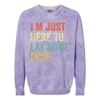 I'm Just Here To Lay Pipe Funny Plumber Pipefitter Colorblast Crewneck Sweatshirt