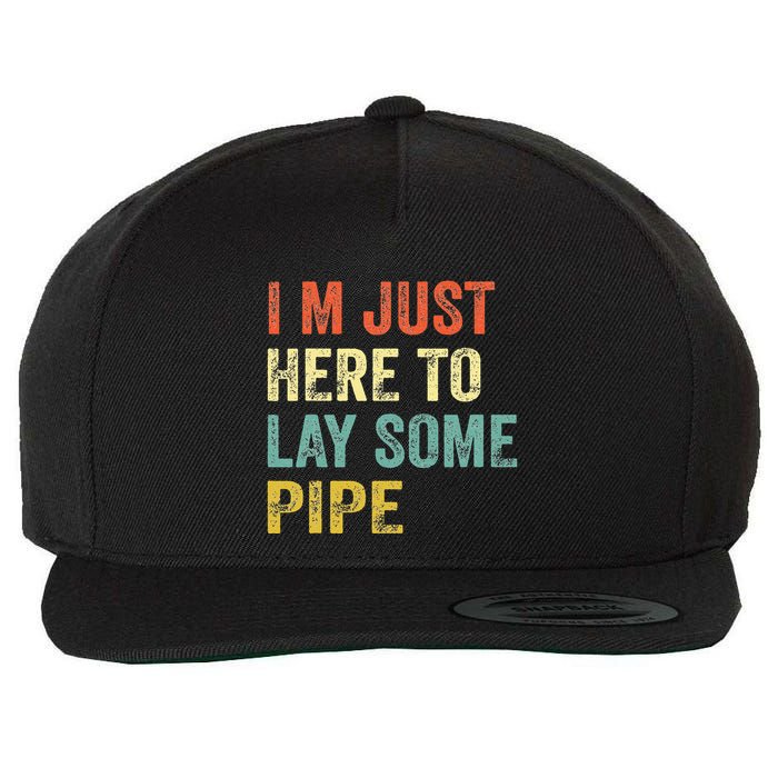 I'm Just Here To Lay Pipe Funny Plumber Pipefitter Wool Snapback Cap