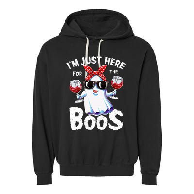 Im Just Here For The Boos Halloween Ghost Cute Funny Garment-Dyed Fleece Hoodie