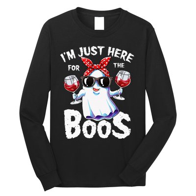 Im Just Here For The Boos Halloween Ghost Cute Funny Long Sleeve Shirt