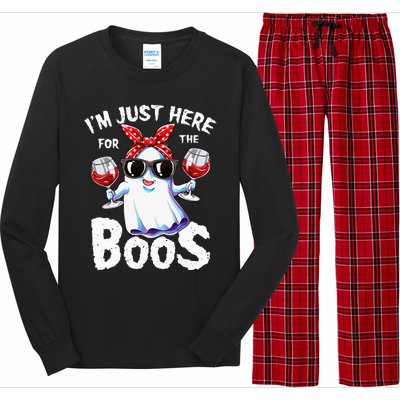 Im Just Here For The Boos Halloween Ghost Cute Funny Long Sleeve Pajama Set