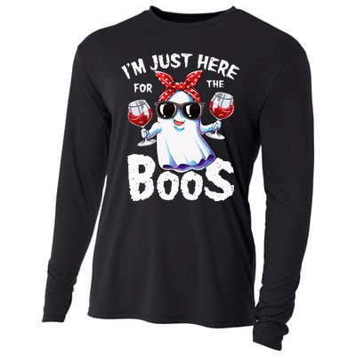 Im Just Here For The Boos Halloween Ghost Cute Funny Cooling Performance Long Sleeve Crew