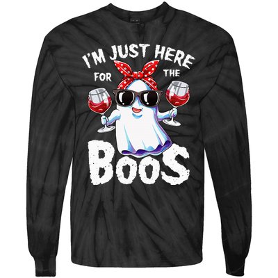 Im Just Here For The Boos Halloween Ghost Cute Funny Tie-Dye Long Sleeve Shirt