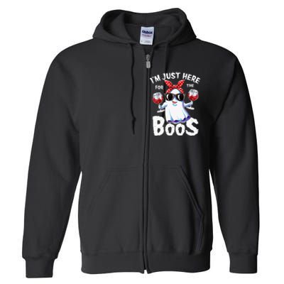 Im Just Here For The Boos Halloween Ghost Cute Funny Full Zip Hoodie