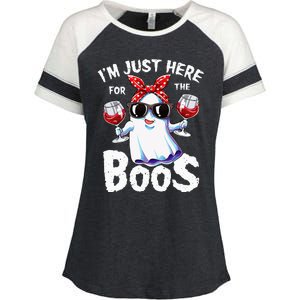 Im Just Here For The Boos Halloween Ghost Cute Funny Enza Ladies Jersey Colorblock Tee