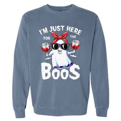 Im Just Here For The Boos Halloween Ghost Cute Funny Garment-Dyed Sweatshirt