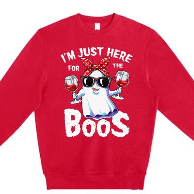 Im Just Here For The Boos Halloween Ghost Cute Funny Premium Crewneck Sweatshirt