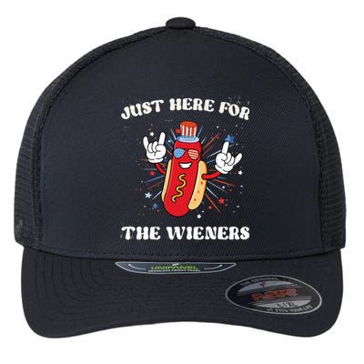 I'm Just Here For The Wieners Funny Fourth of July Flexfit Unipanel Trucker Cap