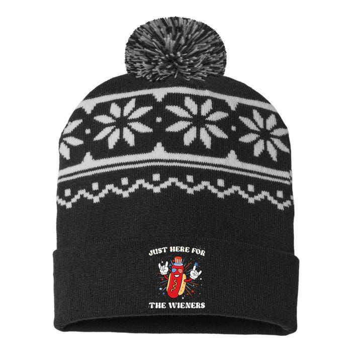 I'm Just Here For The Wieners Funny Fourth of July USA-Made Snowflake Beanie