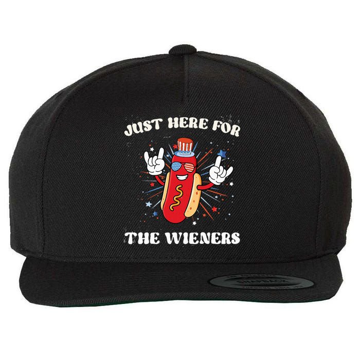 I'm Just Here For The Wieners Funny Fourth of July Wool Snapback Cap