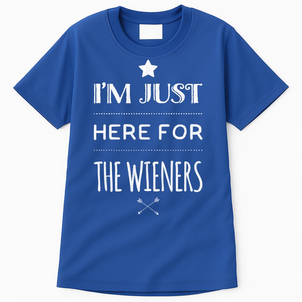 Im Just Here For The Wieners Summer Hot Dog Camping Funny Gift Great Gift Tall T-Shirt