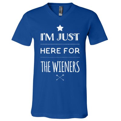 Im Just Here For The Wieners Summer Hot Dog Camping Funny Gift Great Gift V-Neck T-Shirt