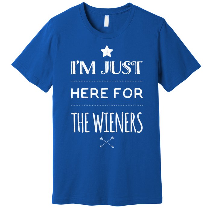 Im Just Here For The Wieners Summer Hot Dog Camping Funny Gift Great Gift Premium T-Shirt