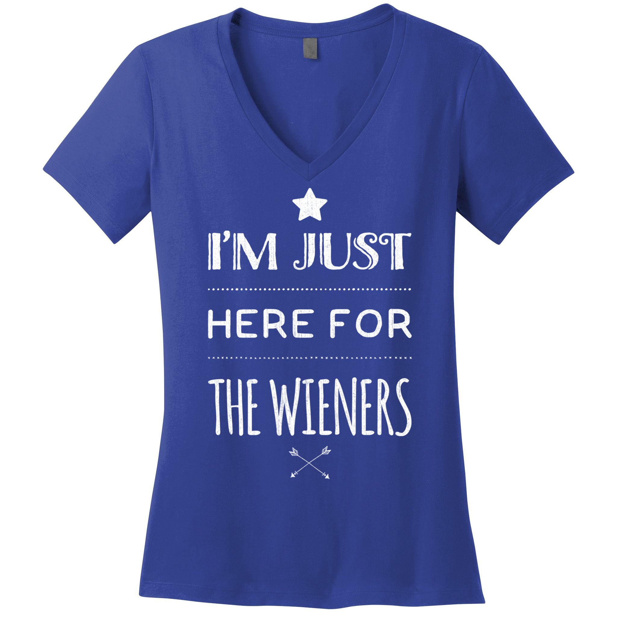 Im Just Here For The Wieners Summer Hot Dog Camping Funny Gift Great Gift Women's V-Neck T-Shirt