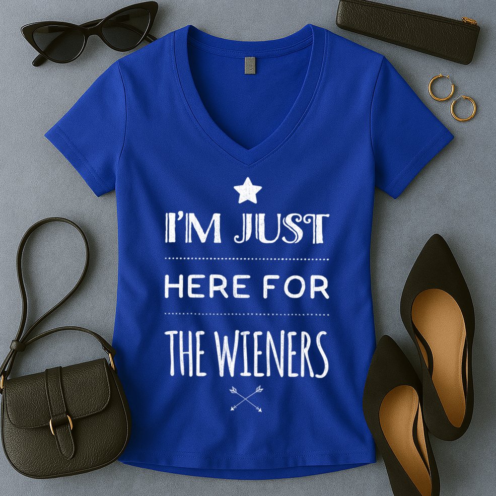 Im Just Here For The Wieners Summer Hot Dog Camping Funny Gift Great Gift Women's V-Neck T-Shirt