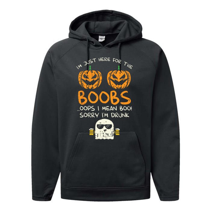 Im Just Here For The Boobs Boos Drunk Ghost Beer Halloween Performance Fleece Hoodie