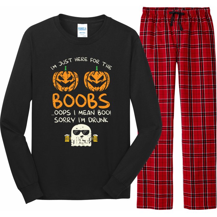 Im Just Here For The Boobs Boos Drunk Ghost Beer Halloween Long Sleeve Pajama Set