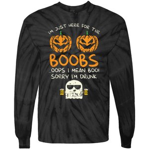 Im Just Here For The Boobs Boos Drunk Ghost Beer Halloween Tie-Dye Long Sleeve Shirt