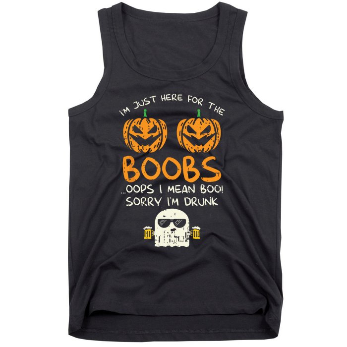 Im Just Here For The Boobs Boos Drunk Ghost Beer Halloween Tank Top