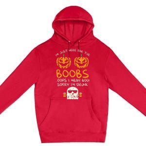 Im Just Here For The Boobs Boos Drunk Ghost Beer Halloween Premium Pullover Hoodie