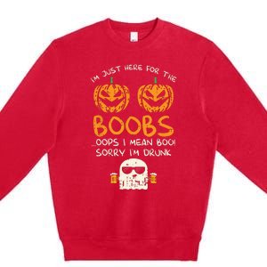 Im Just Here For The Boobs Boos Drunk Ghost Beer Halloween Premium Crewneck Sweatshirt