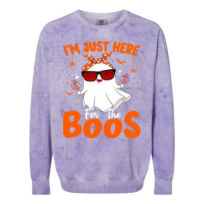 Im Just Here For The Boos Funny Halloween Wo Ghost Wine Colorblast Crewneck Sweatshirt