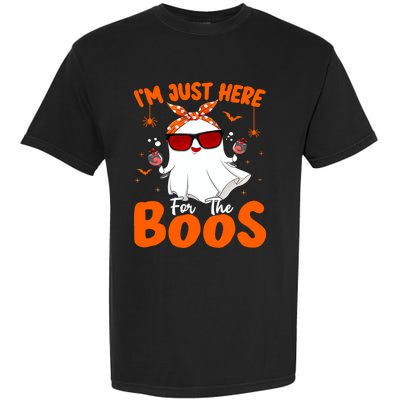 Im Just Here For The Boos Funny Halloween Wo Ghost Wine Garment-Dyed Heavyweight T-Shirt