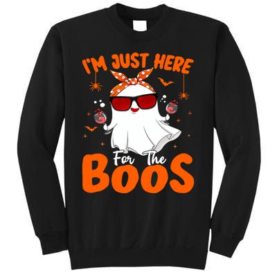 Im Just Here For The Boos Funny Halloween Wo Ghost Wine Sweatshirt