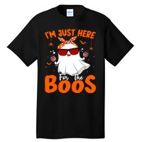 Im Just Here For The Boos Funny Halloween Wo Ghost Wine Tall T-Shirt