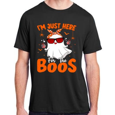 Im Just Here For The Boos Funny Halloween Wo Ghost Wine Adult ChromaSoft Performance T-Shirt