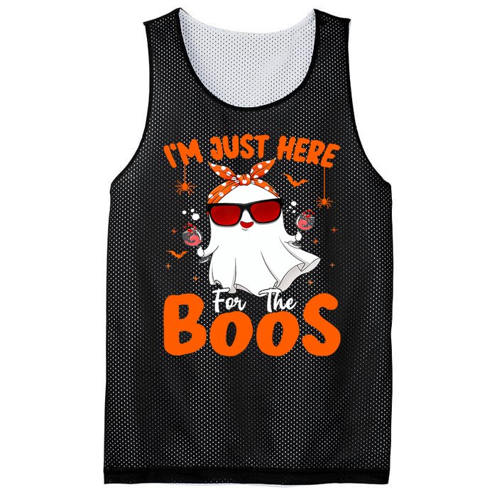 Im Just Here For The Boos Funny Halloween Wo Ghost Wine Mesh Reversible Basketball Jersey Tank