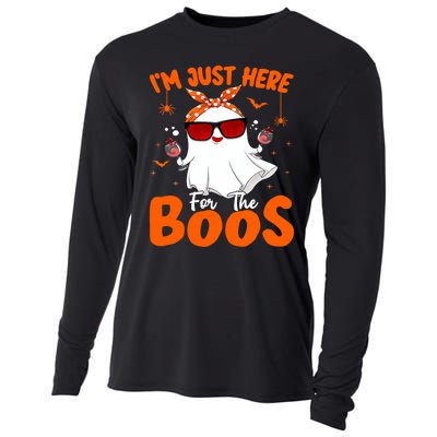 Im Just Here For The Boos Funny Halloween Wo Ghost Wine Cooling Performance Long Sleeve Crew