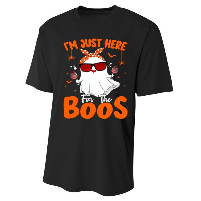 Im Just Here For The Boos Funny Halloween Wo Ghost Wine Performance Sprint T-Shirt