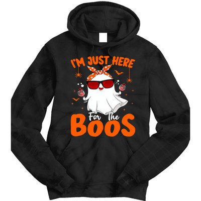 Im Just Here For The Boos Funny Halloween Wo Ghost Wine Tie Dye Hoodie