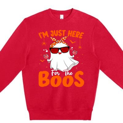 Im Just Here For The Boos Funny Halloween Wo Ghost Wine Premium Crewneck Sweatshirt