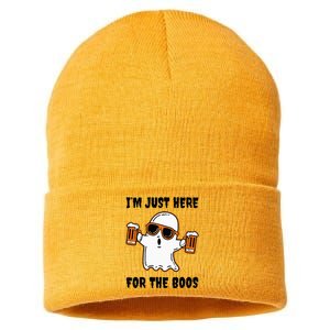 Im Just Here For The Boos Funny Halloween Beer Lovers Drink Sustainable Knit Beanie